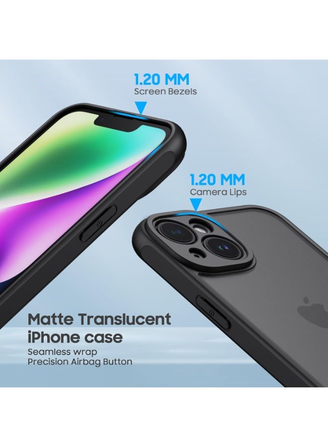 جراب حمايه اسود مط غير لامع ومقاوم للصدمات متوافق مع Iphone 13 (أسود ) - Image 3